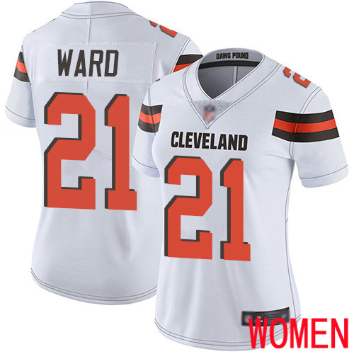 Cleveland Browns Denzel Ward Women White Limited Jersey #21 NFL Football Road Vapor Untouchable->women nfl jersey->Women Jersey